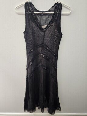 Komarov Black Beaded Pleated Dress